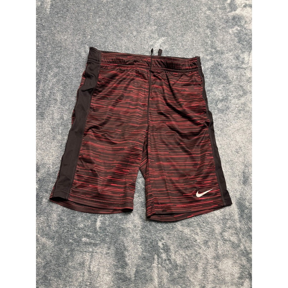 Nike Mens Medium Black Red Stripe Dri-Fit Athletic Shorts Gym Basketball